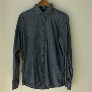 Men's Casual Button-Down Shirt in Charcoal Denim